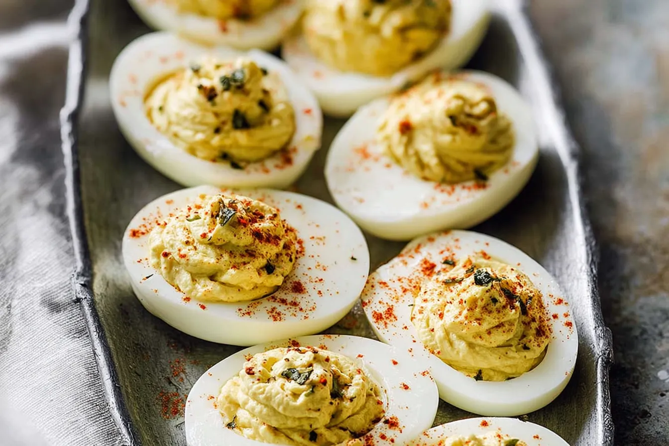 Classic Deviled Eggs on a Serving Platter