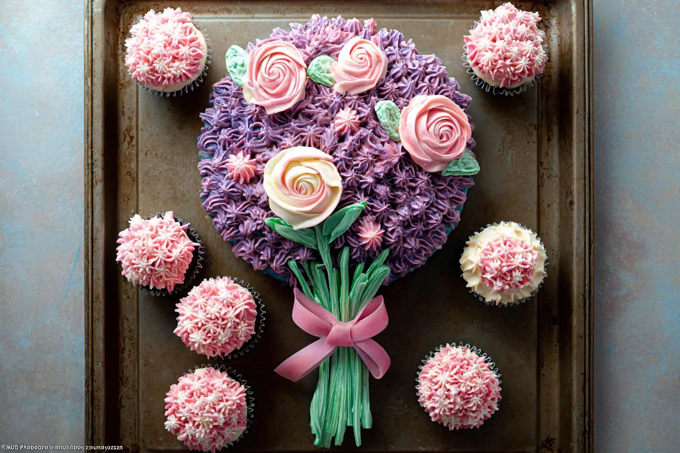Colorful Floral Cupcake Cake: A Sweet Celebration Delight 2 Colorful Floral Cupcake Cake