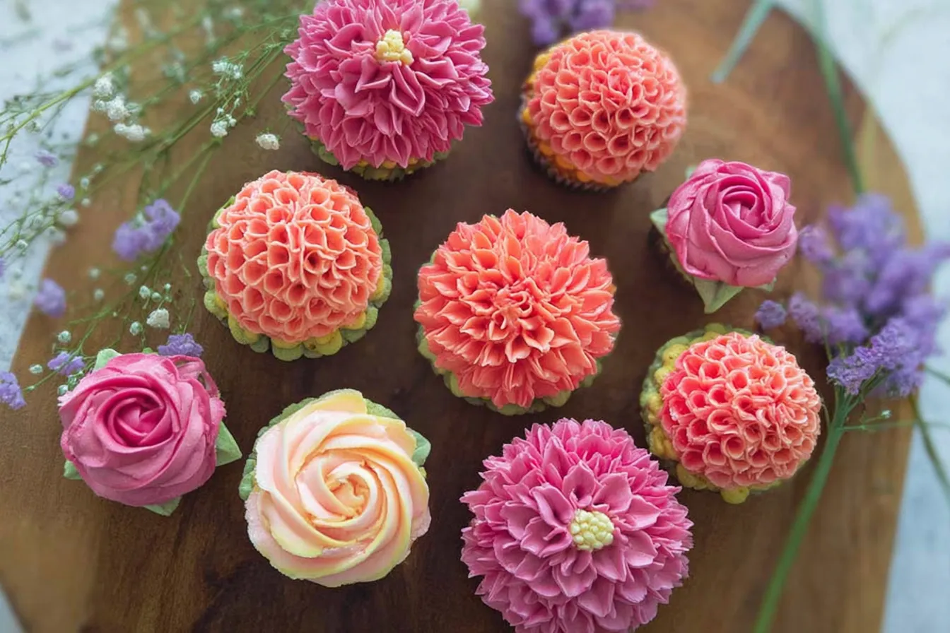 Colorful Flower Cupcake Display
