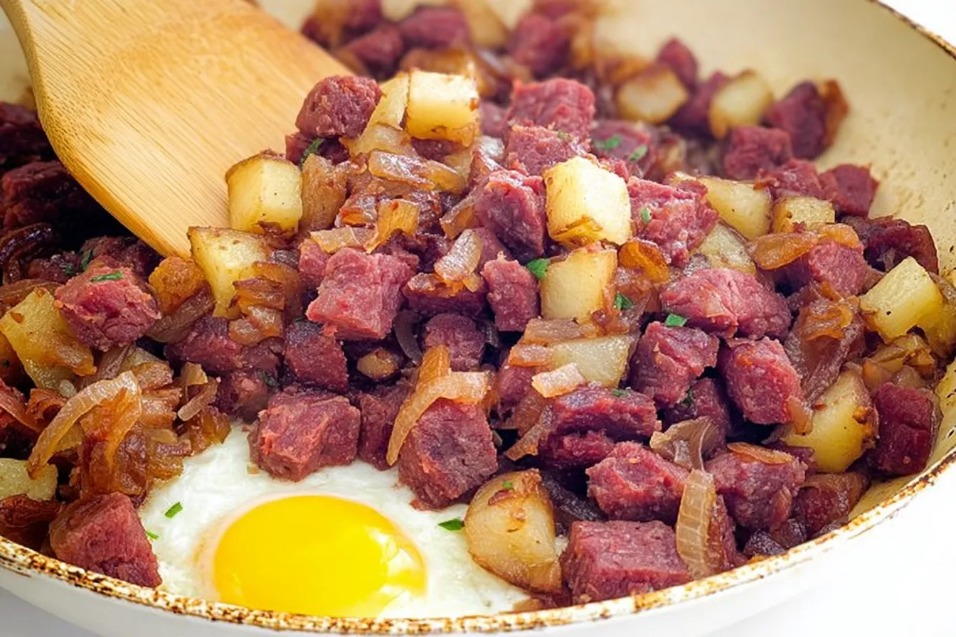 Corned Beef Hash with Crispy Potatoes Plate