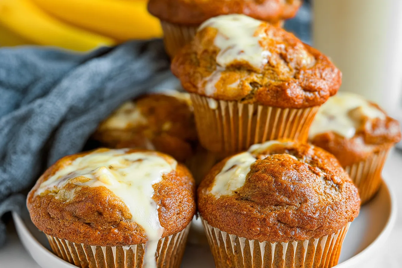 Cream Cheese Banana Muffins Freshly Baked for Breakfast