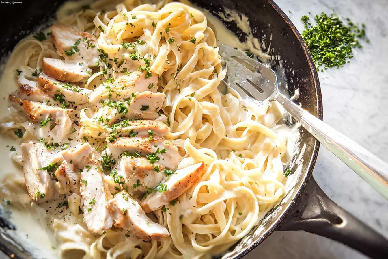 Creamy Chicken Alfredo Pasta: A Delicious Comfort Food Delight Creamy Chicken Alfredo Pasta Ready to Serve