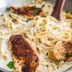 Creamy Chicken Linguine Served in a Bowl