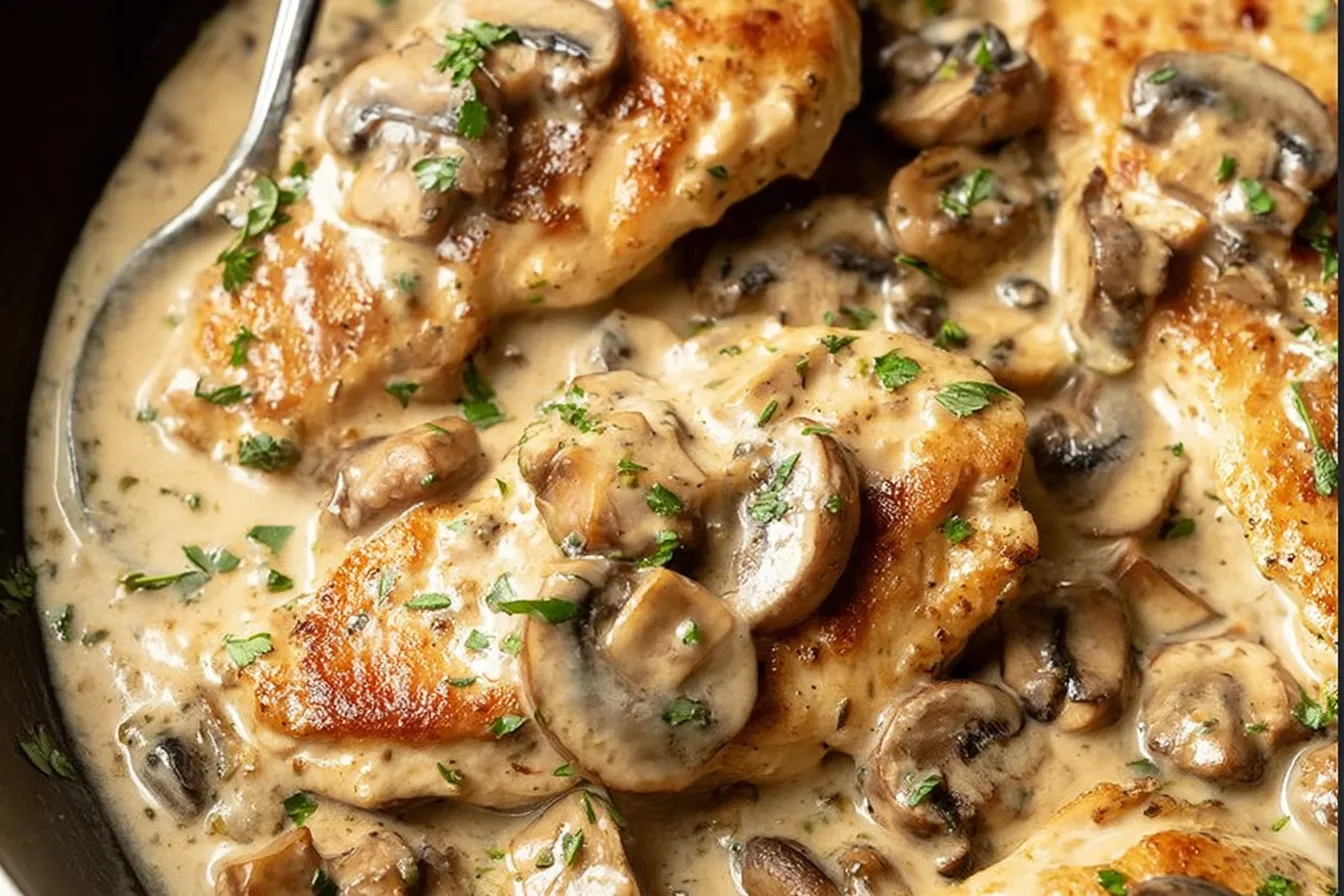Creamy Mushroom Chicken: A Delicious Dinner Delight 1 Creamy Mushroom Chicken Plated
