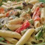 Creamy Pasta Primavera served in a bowl