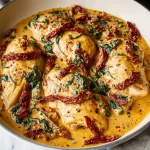 Creamy Tuscan Chicken with Spinach and Sun-Dried Tomatoes Delight 3 Creamy Tuscan Chicken with Spinach and Sun-Dried Tomatoes Plated