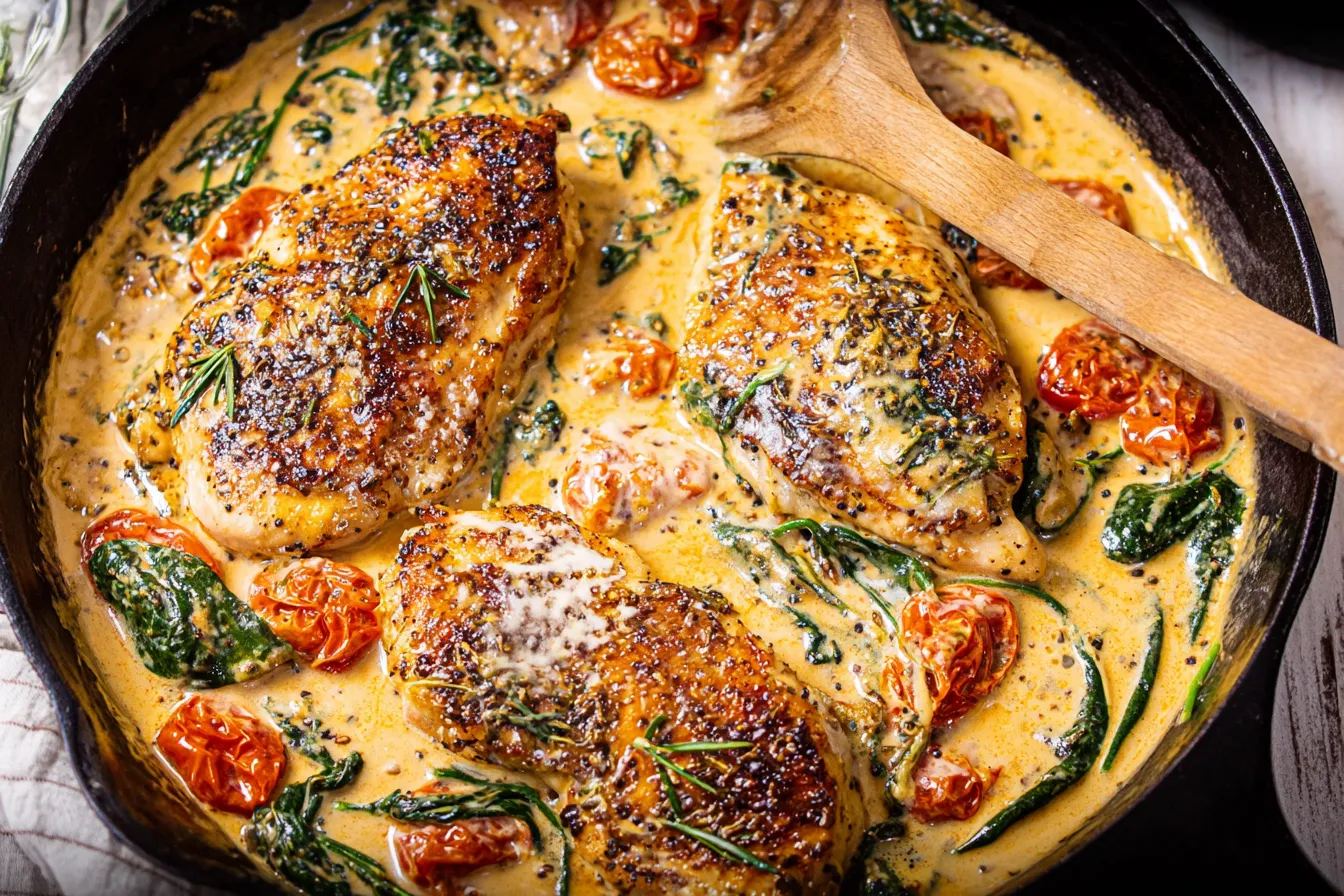 Creamy Tuscan Chicken: A Delightful Dinner Idea 1 Creamy Tuscan Chicken on a Plate