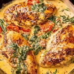 Creamy Tuscan Chicken: A Delightfully Delicious Dinner 3 Creamy Tuscan Chicken Served with Fresh Basil