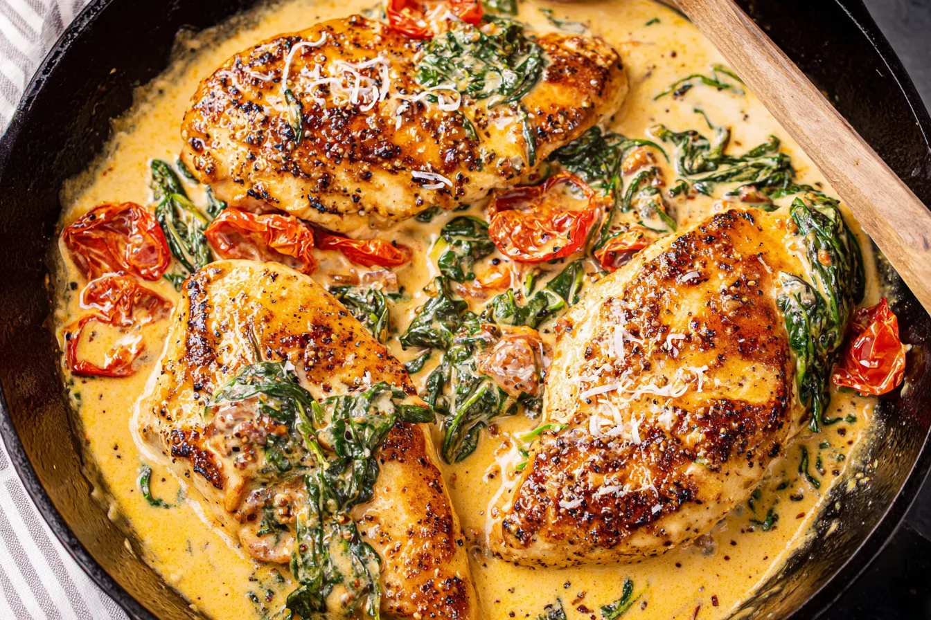 Creamy Tuscan Chicken: A Delightfully Delicious Dinner 1 Creamy Tuscan Chicken Served with Fresh Basil