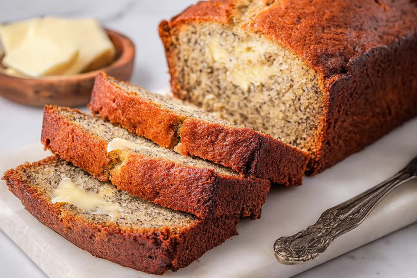 Easy Moist Banana Bread Loaf Freshly Baked