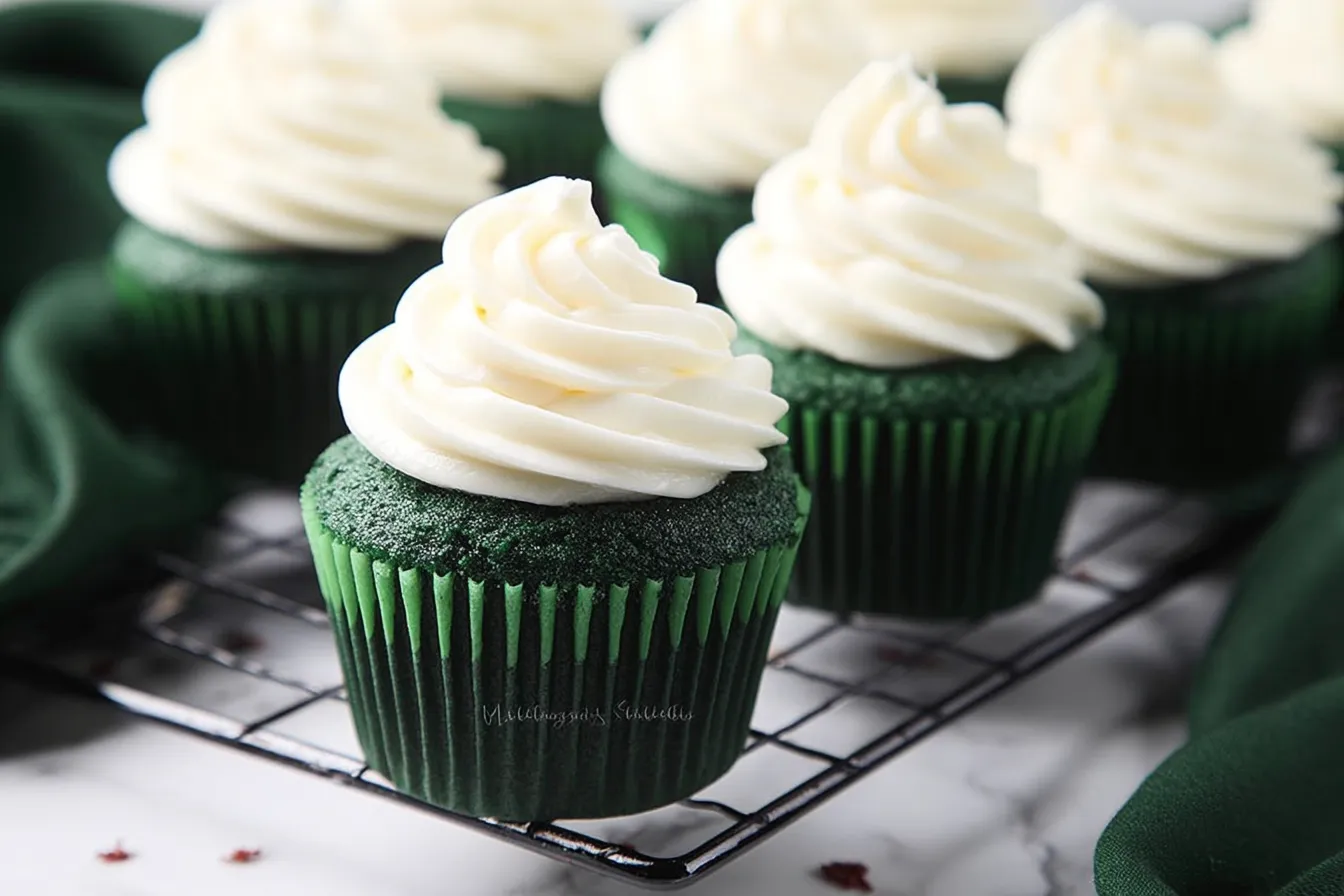 Green Velvet Cupcakes with Cream Cheese Frosting Delight 1 Green Velvet Cupcakes with Cream Cheese Frosting