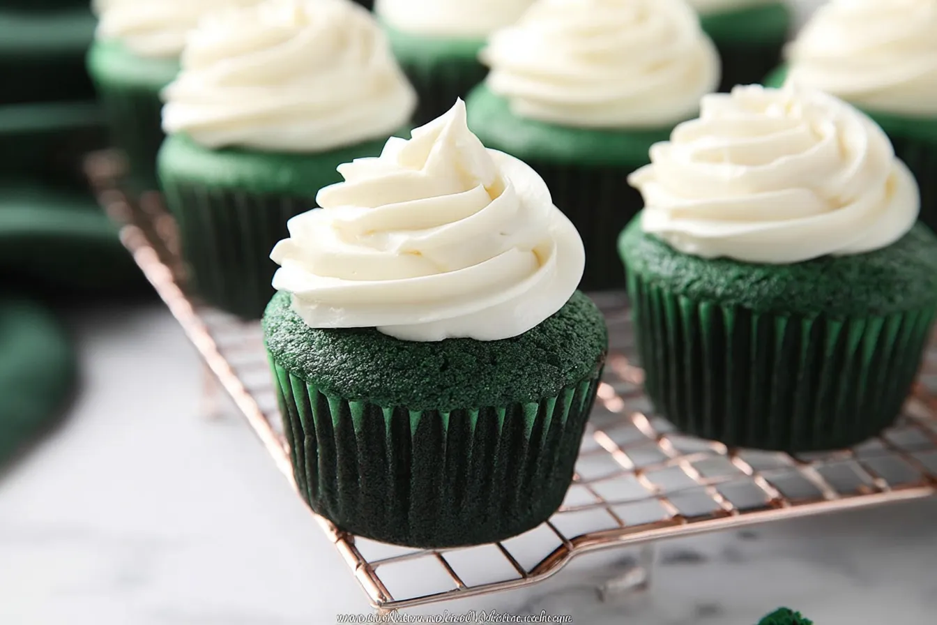 Green Velvet Cupcakes with Cream Cheese Frosting Delight 2 Green Velvet Cupcakes with Cream Cheese Frosting