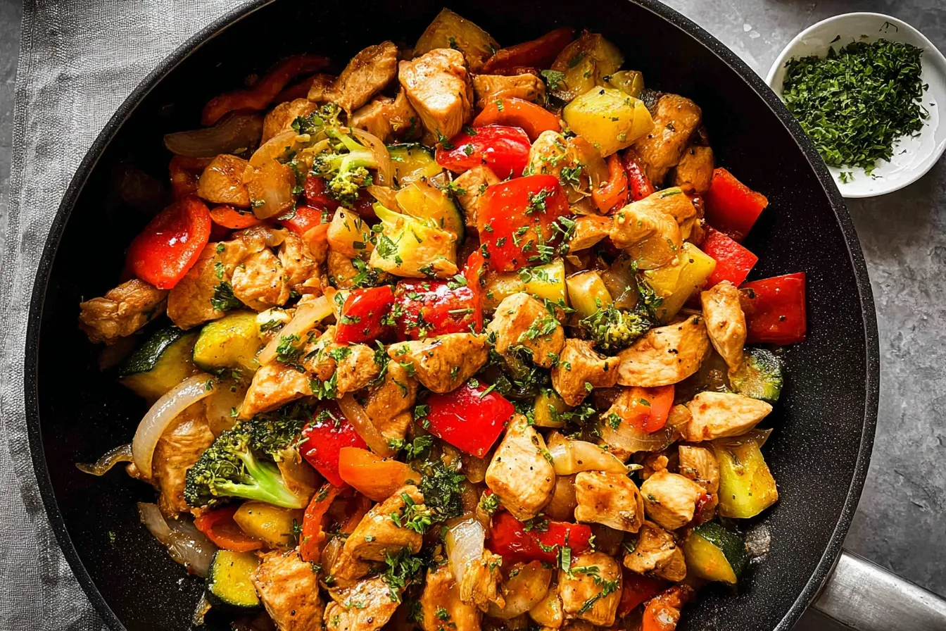 Healthy Chicken and Vegetable Skillet Served on a Plate