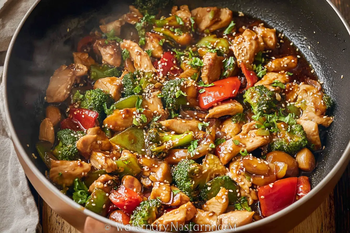 Healthy Chicken Stir Fry Served in a Colorful Bowl