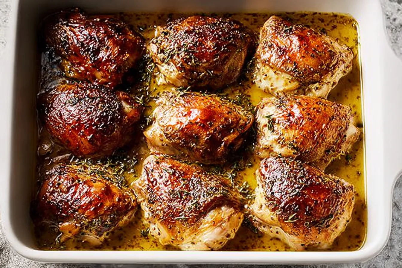 Juicy Honey Mustard Baked Chicken on a Plate