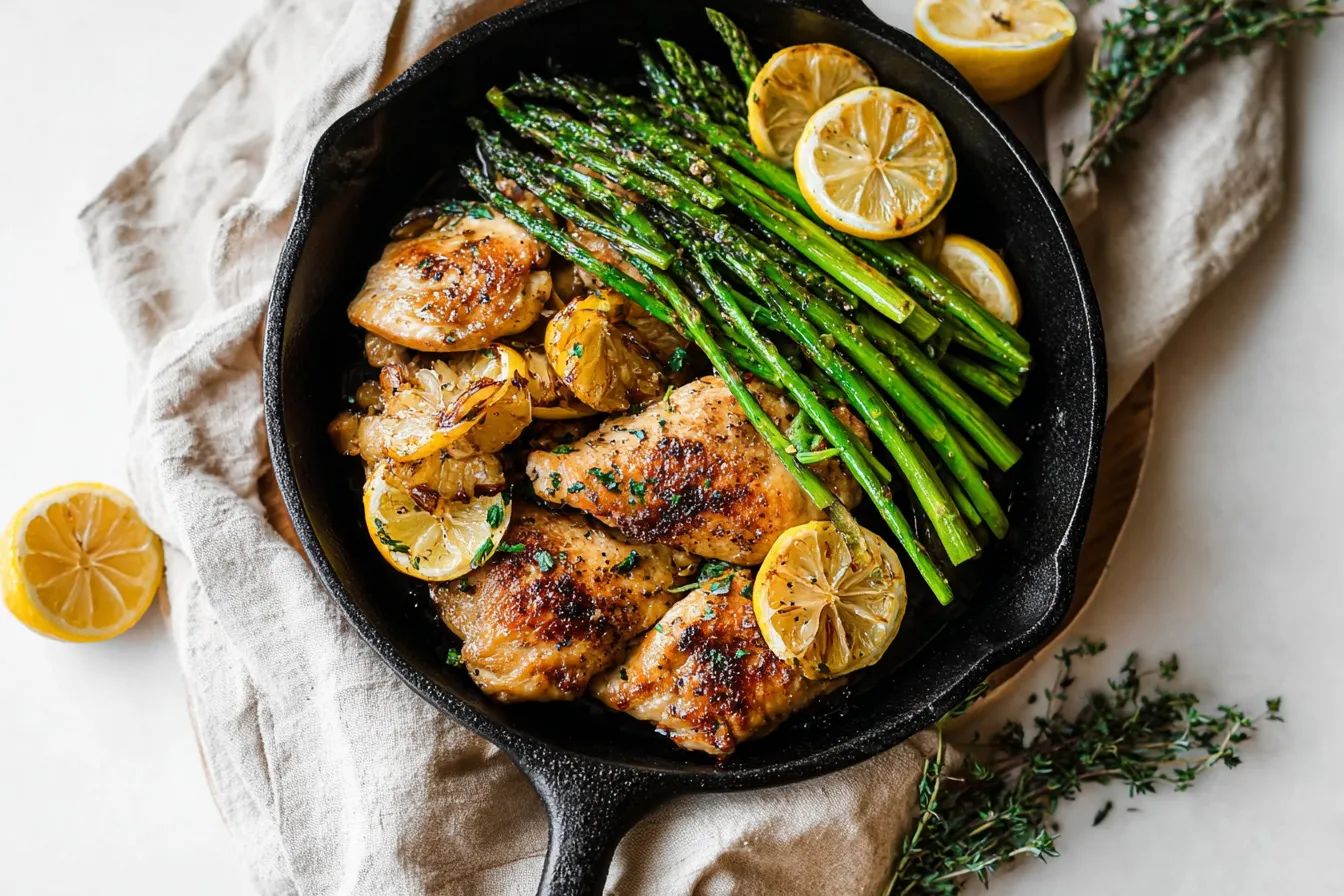 Lemon Garlic Chicken with Asparagus: A Flavorful Delight 1 Delicious Lemon Garlic Chicken with Asparagus on a Plate