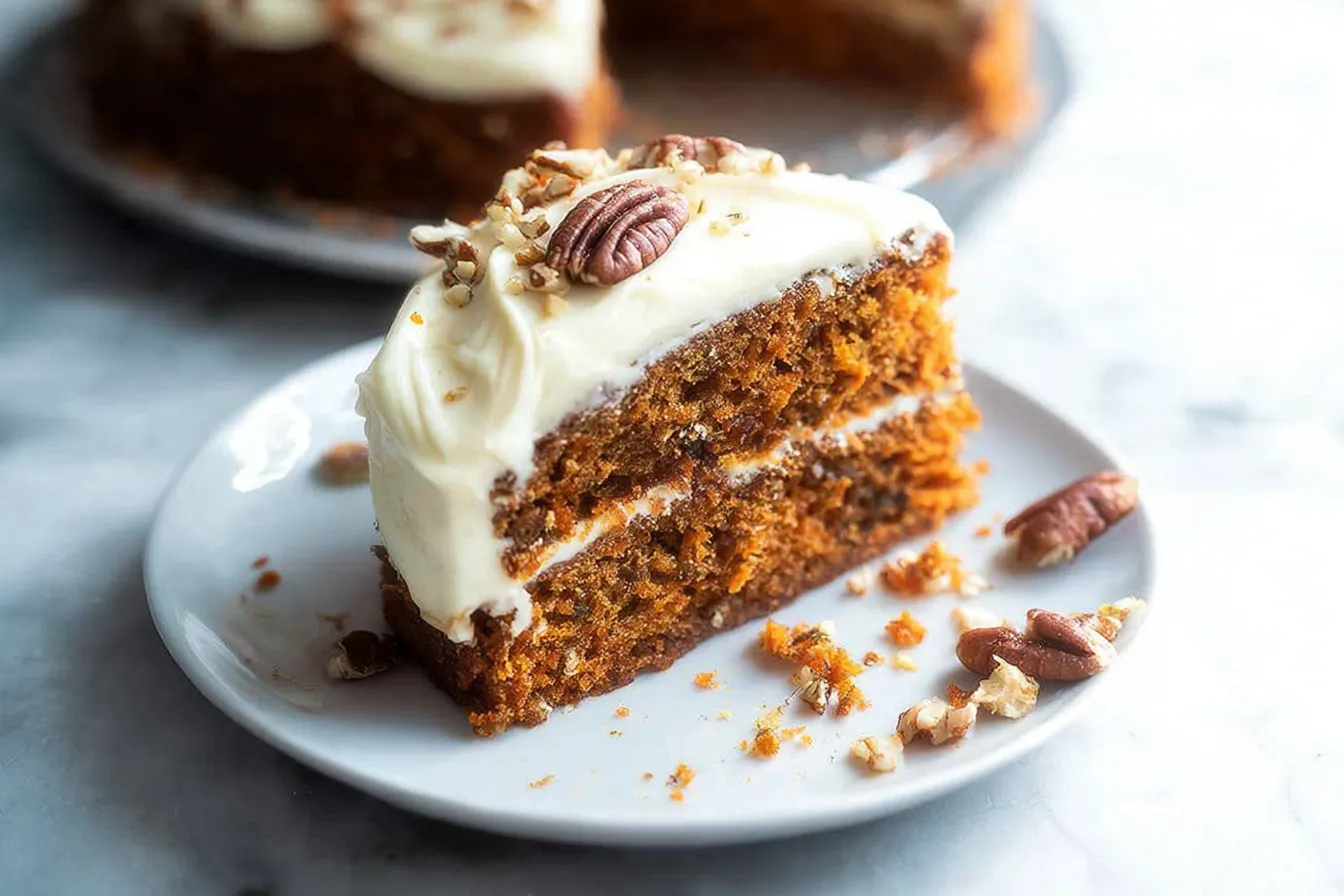 Moist Carrot Cake with Cream Cheese Frosting: Pure Bliss Moist Carrot Cake with Cream Cheese Frosting Slice
