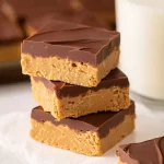 No Bake Peanut Butter Bars on a Serving Plate