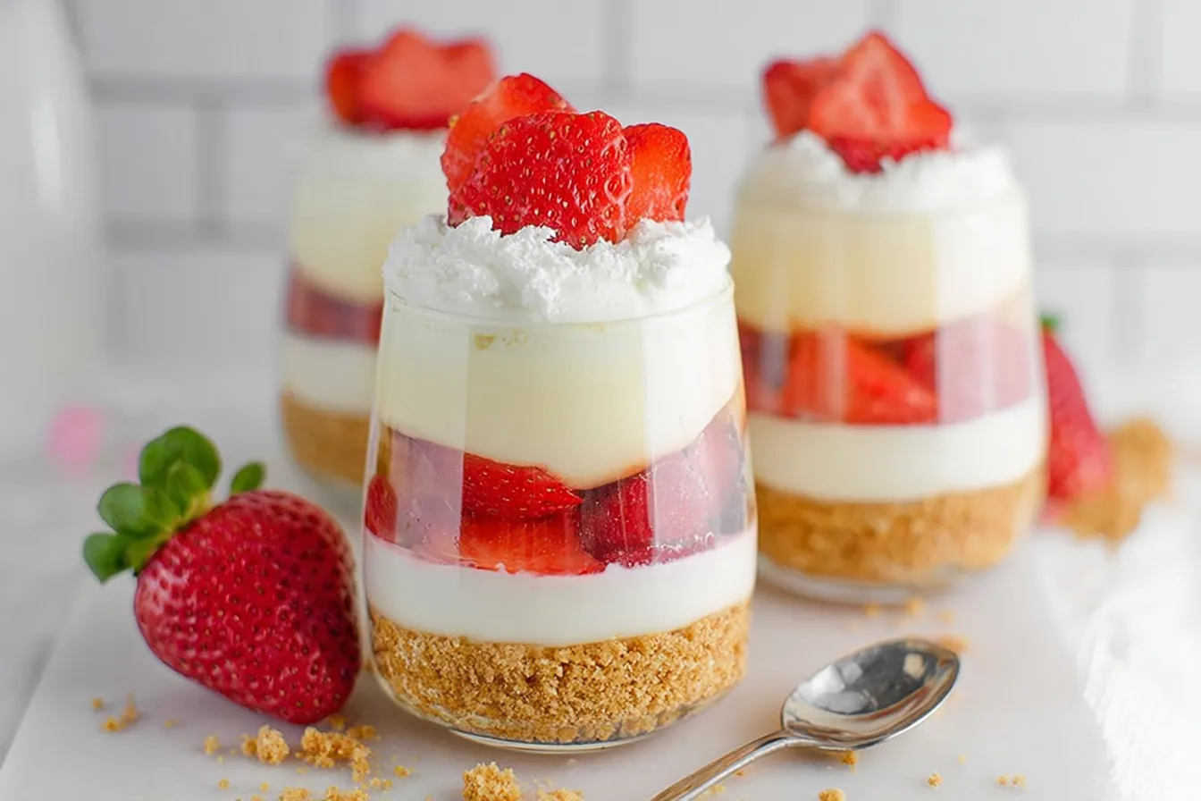 No Bake Strawberry Cheesecake Cups: Delight Without The Oven 1 No Bake Strawberry Cheesecake Cups - Delicious No Bake Dessert