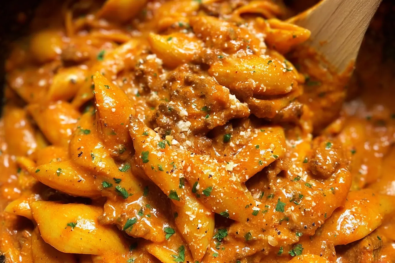 One Pot Beef and Pasta in a Bowl