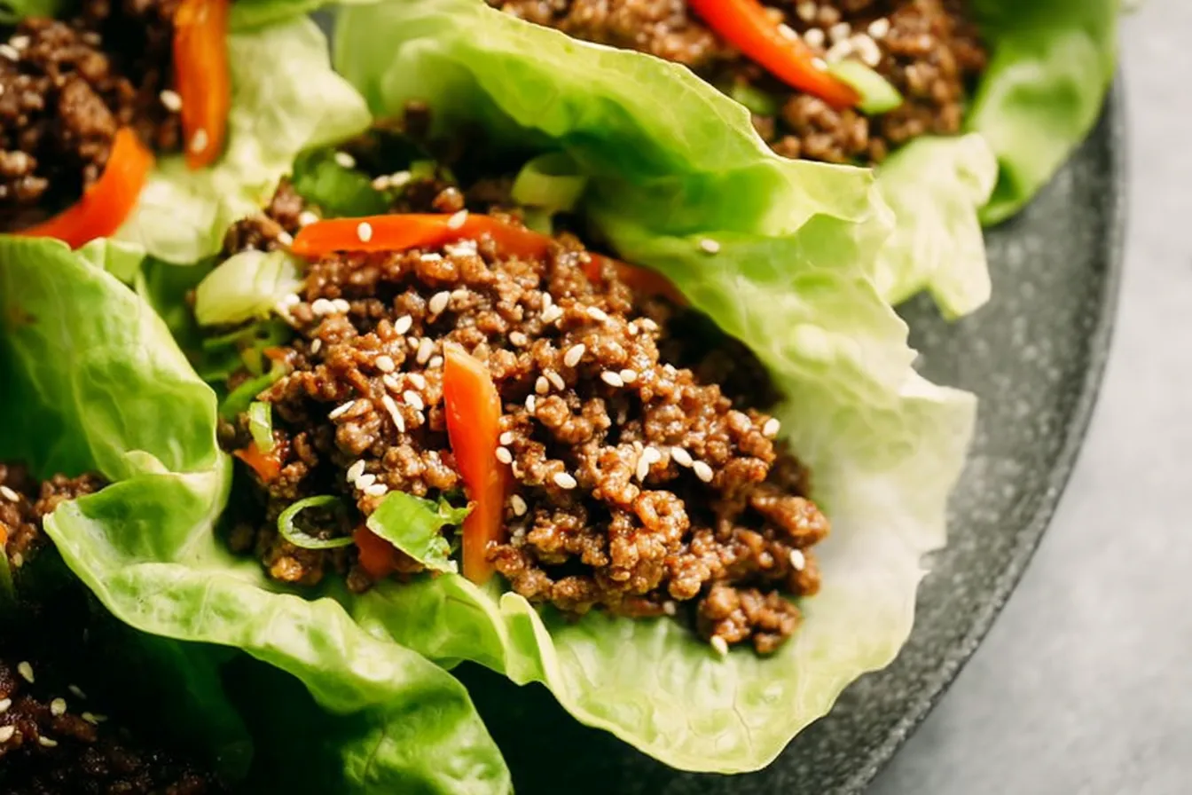 Savory Ground Beef Lettuce Wraps Ready to Serve