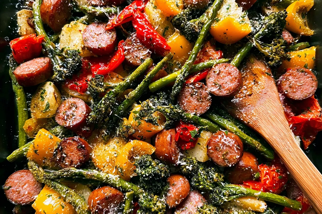 Sheet Pan Sausage and Spring Vegetables