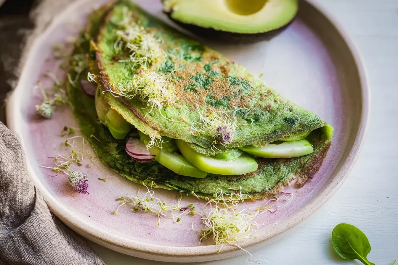 Spinach and Vegetable Savory Pancakes Ready to Serve