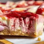 Strawberry Cheesecake Bars: A Dreamy Dessert Delight 3 Delicious Strawberry Cheesecake Bars Ready to Serve