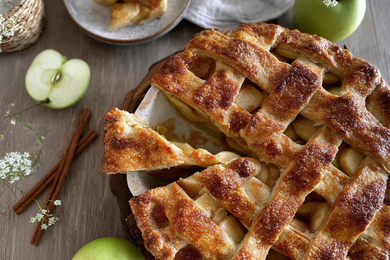 Freshly Baked Apple Pie with Golden Crust