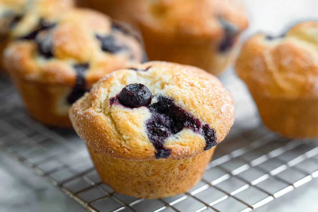 Blueberry Muffins that Make Mornings Wonderful Deliciously Fresh Blueberry Muffins on a Wooden Table