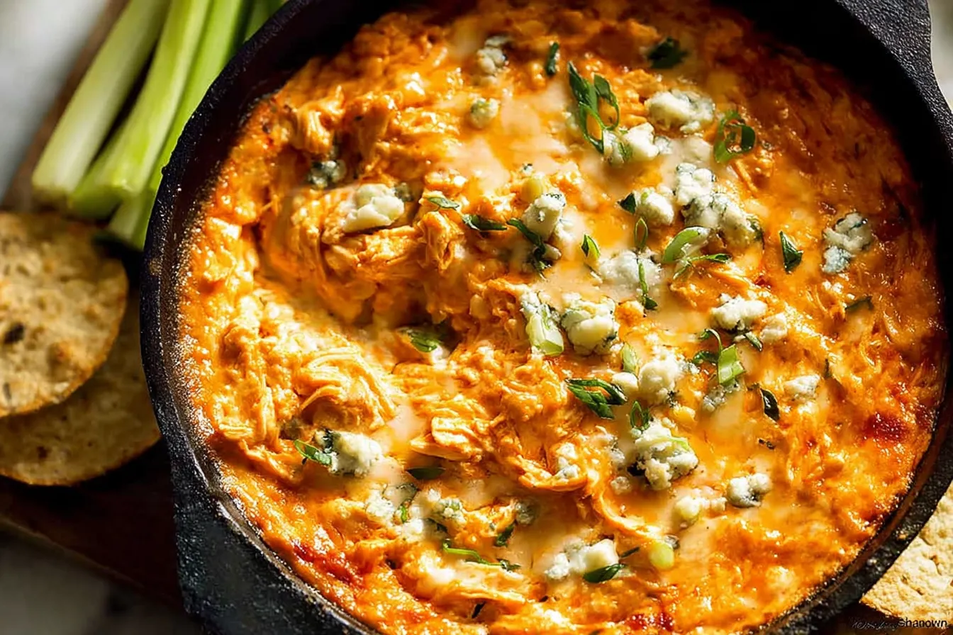 Buffalo Chicken Dip: Irresistibly Delicious and Easy to Make Homemade Buffalo Chicken Dip in a Serving Bowl