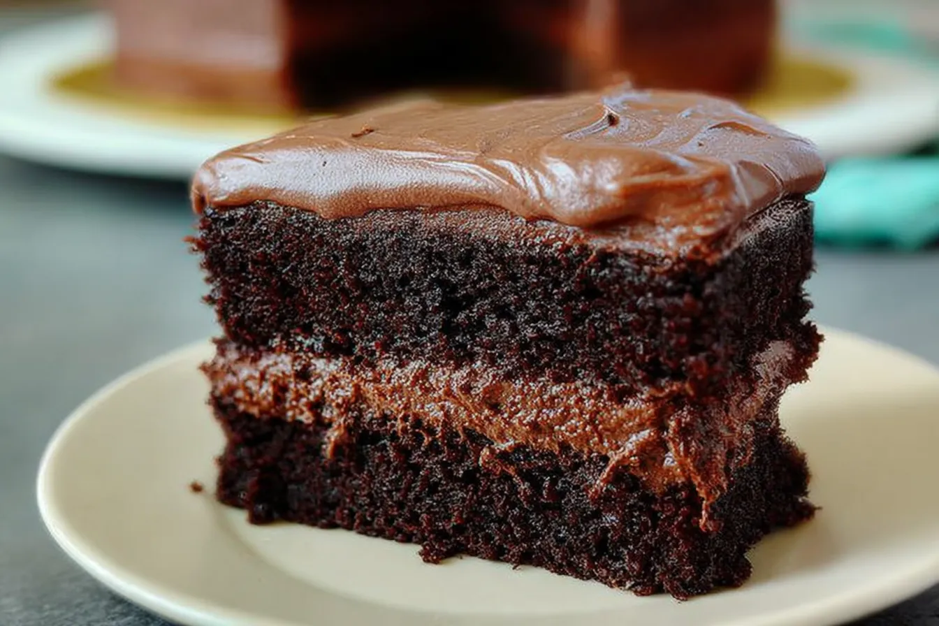 Delicious Chocolate Cake Sliced on a Plate