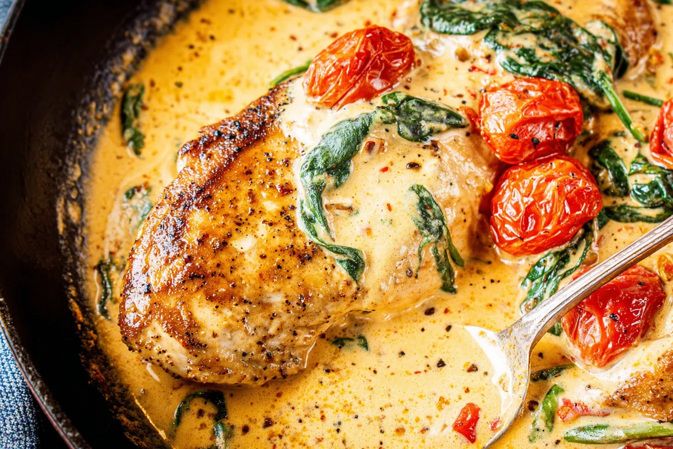 Creamy Tuscan Chicken Served with Fresh Herbs