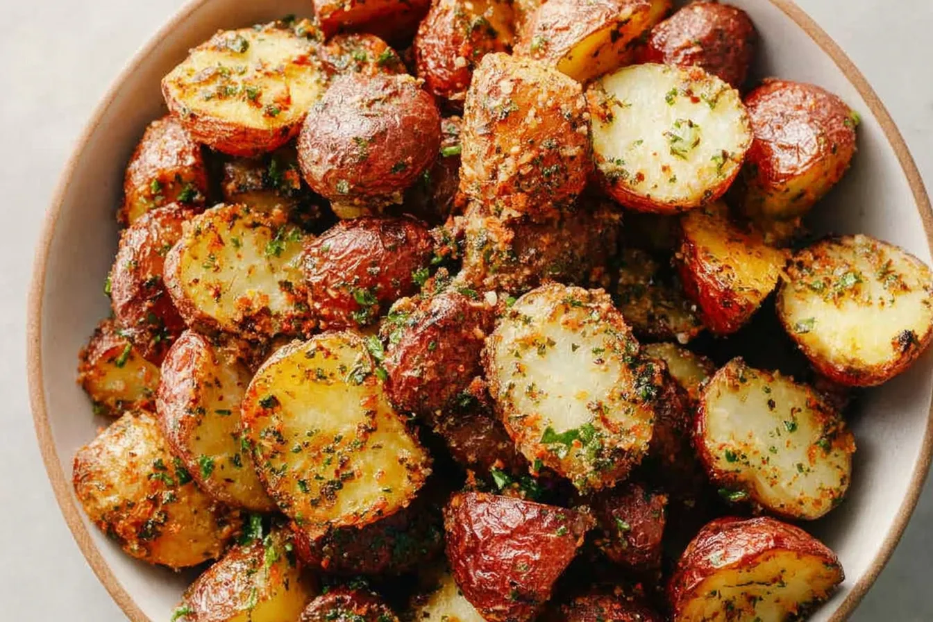 Garlic Parmesan Roasted Potatoes Plated