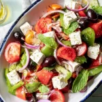 Vibrant Greek Salad with Fresh Vegetables and Feta Cheese