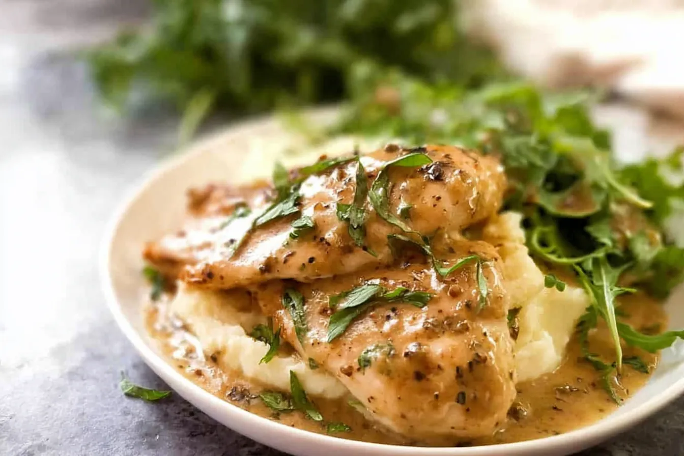 Delicious Honey Mustard Chicken Plated with Fresh Herbs