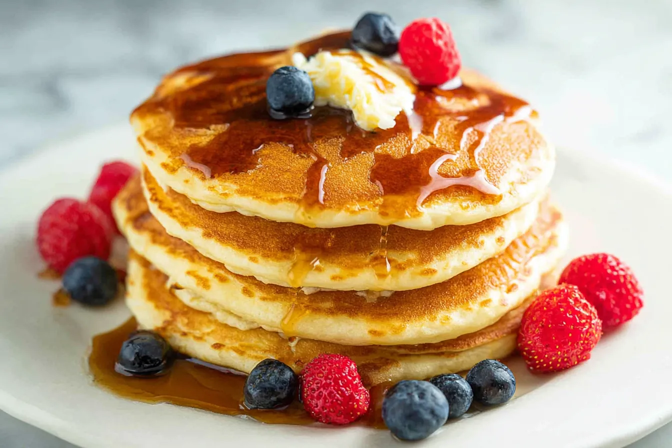 Pancakes: The Perfect Breakfast to Brighten Your Day 1 Fluffy Pancakes Stacked High with Maple Syrup Drizzle