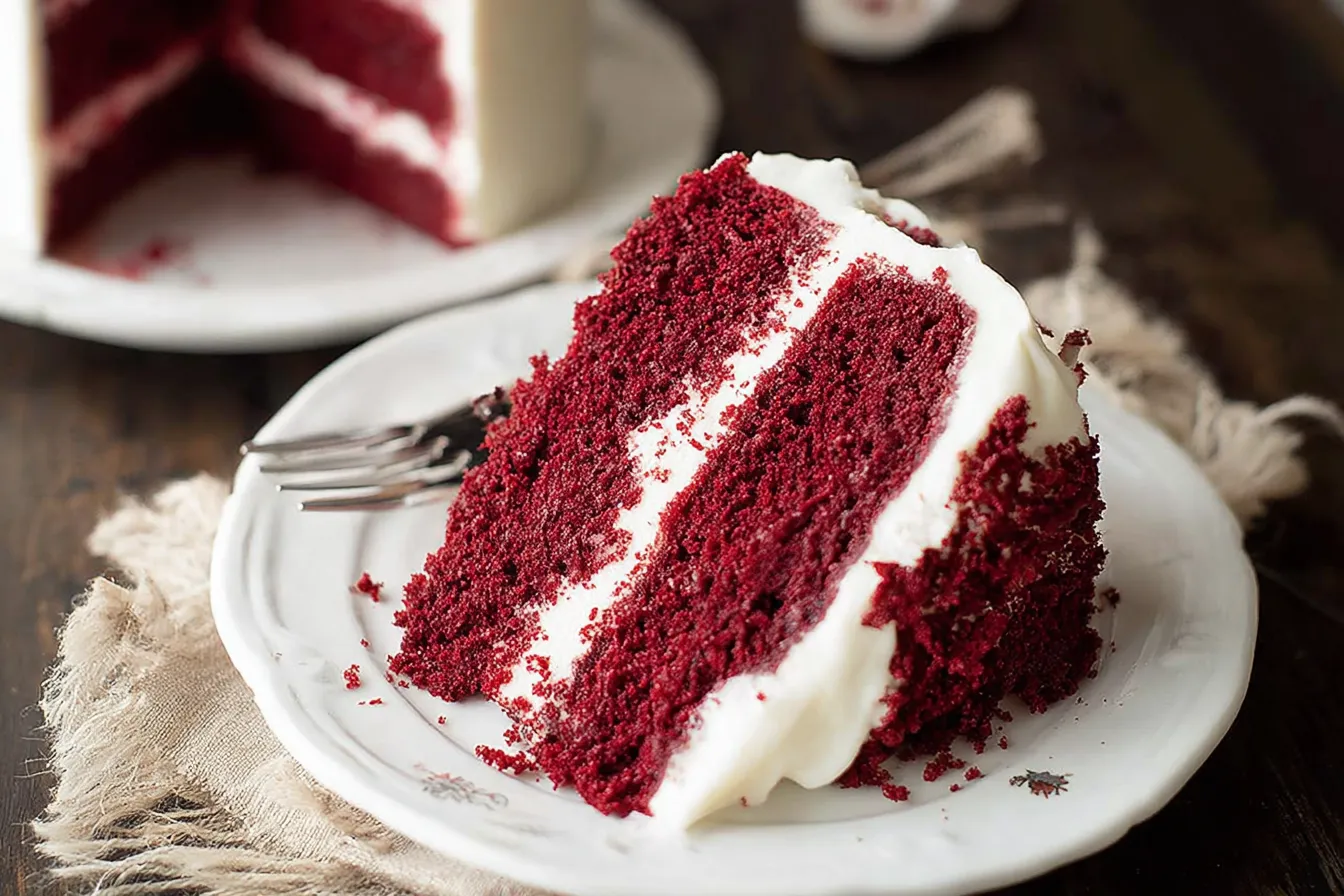 Mouthwatering Red Velvet Cake Slice