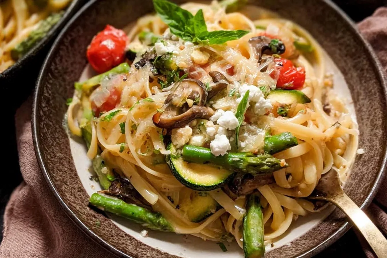 Colorful Roasted Vegetable Pasta Primavera Dish