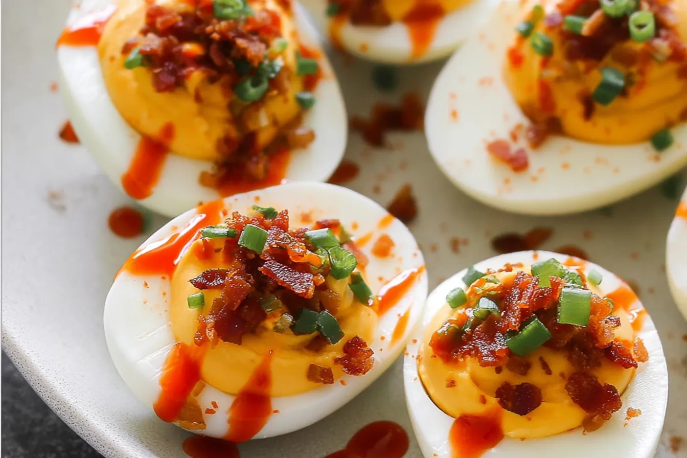 Spicy Sriracha Deviled Eggs You Need to Try Today! Delicious Spicy Sriracha Deviled Eggs Platter