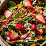 Strawberry Spinach Salad with Candied Pecans - A Fresh Delight 3 Colorful Strawberry Spinach Salad with Candied Pecans