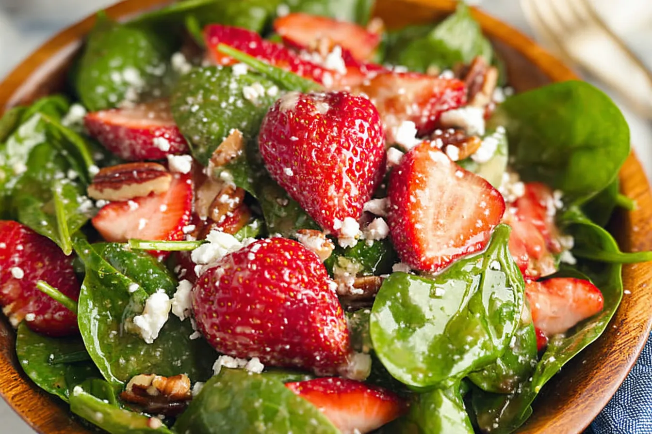 Strawberry Spinach Salad: A Delightful & Healthy Treat Vibrant Strawberry Spinach Salad Ready to Serve