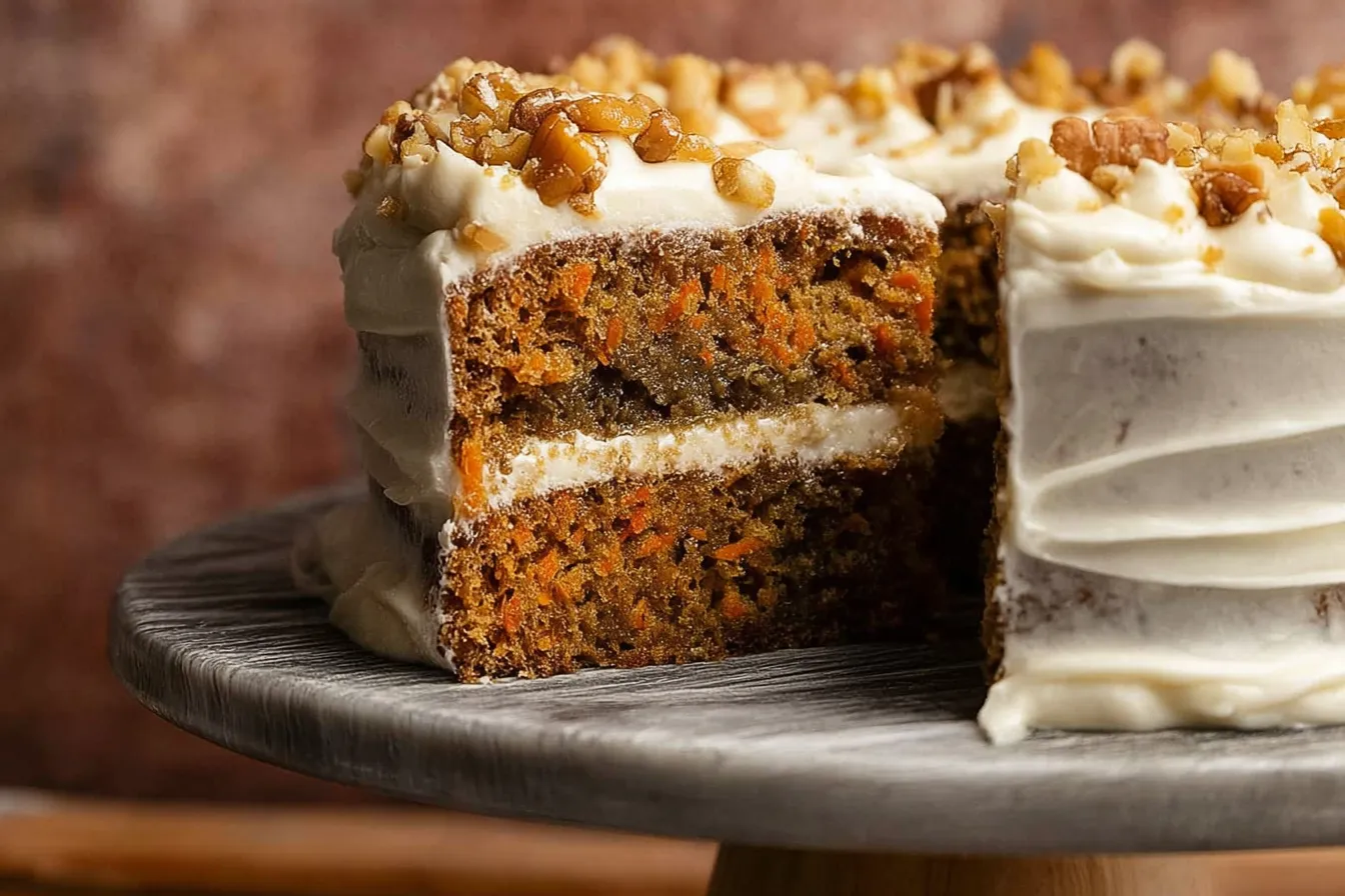 Vegan Carrot Cake Slice with Creamy Frosting