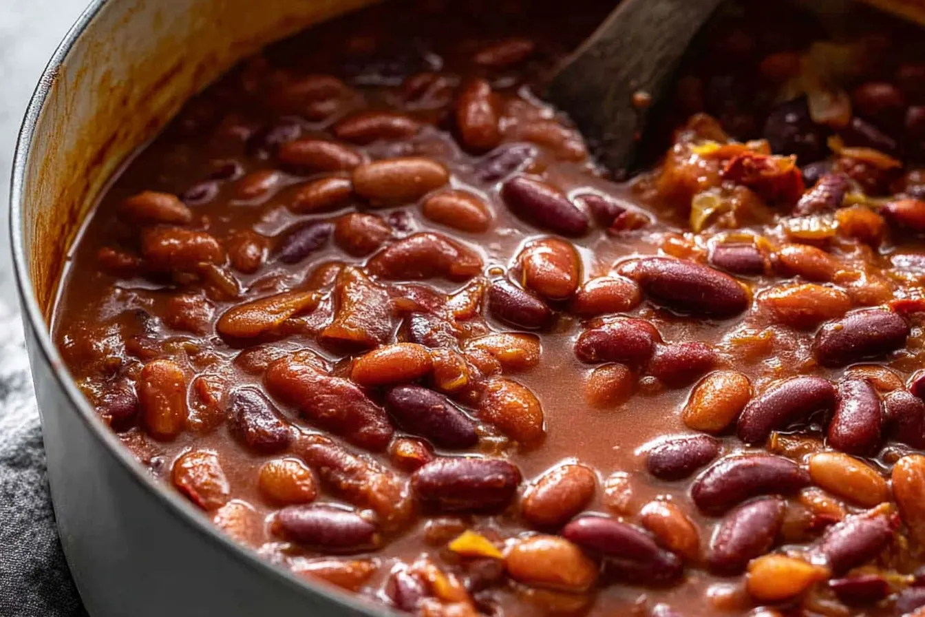 Delicious Baked Beans in a Rustic Dish