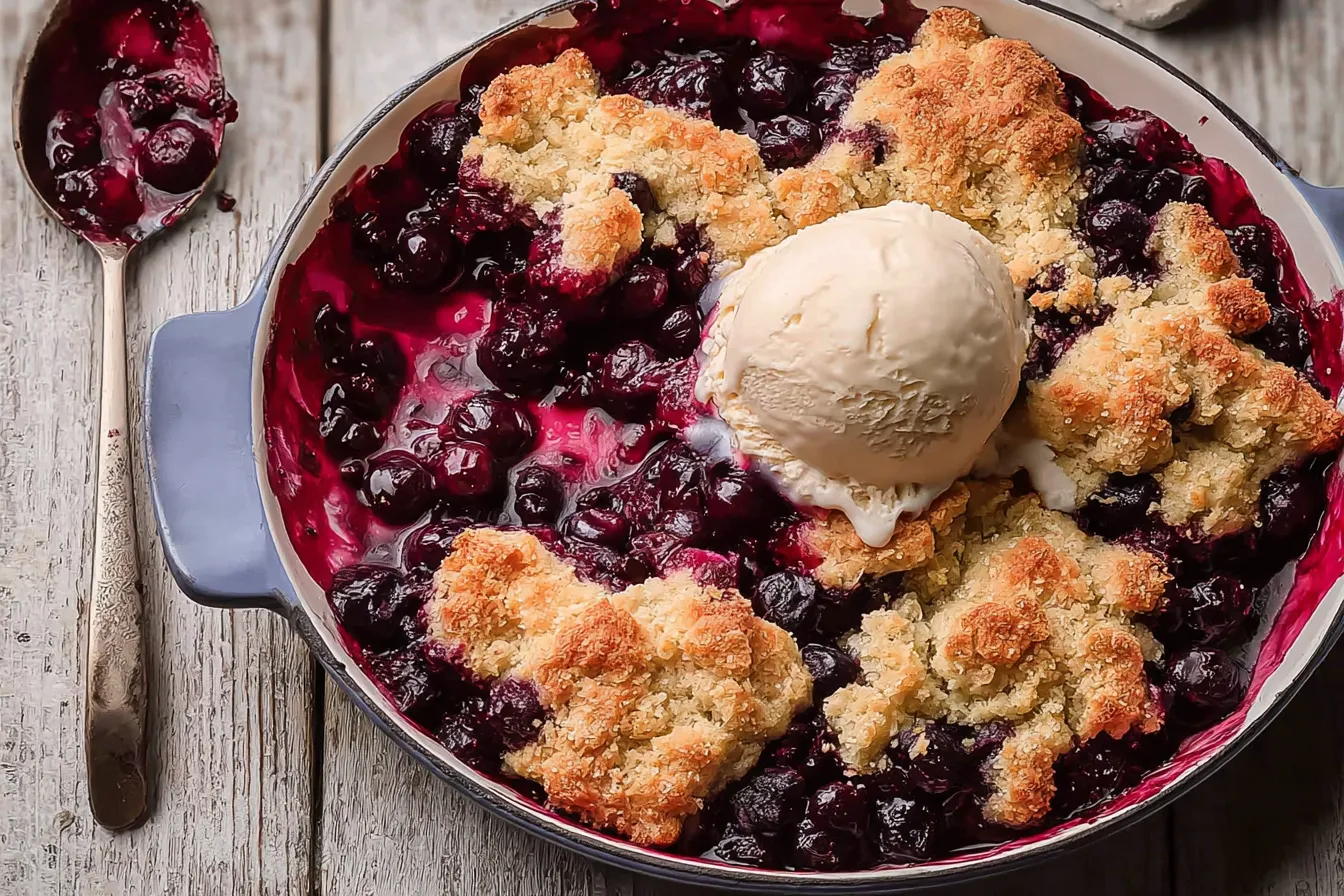 Blueberry Cobbler with Vanilla Ice Cream: Pure Bliss! 2 Blueberry Cobbler with Vanilla Ice Cream