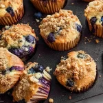 Blueberry Muffins: The Perfect Delicious Morning Treat 3 Freshly Baked Blueberry Muffins Ready to Enjoy