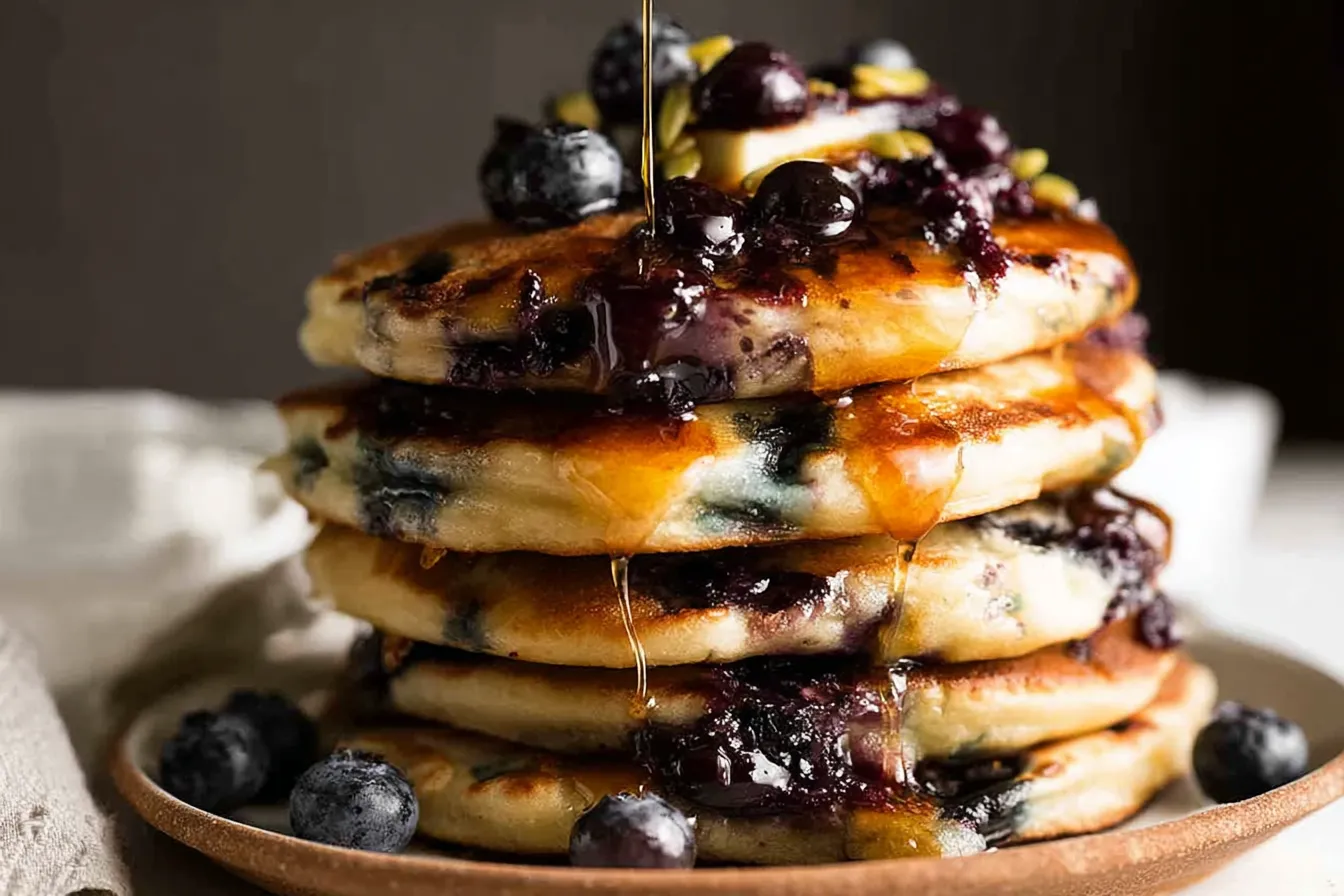 Blueberry Pancakes with Maple Syrup