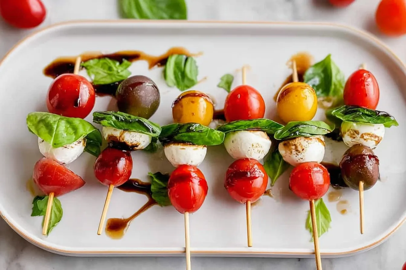 Caprese Skewers with Balsamic Glaze: A Flavorful Delight 2 Caprese Skewers with Balsamic Glaze
