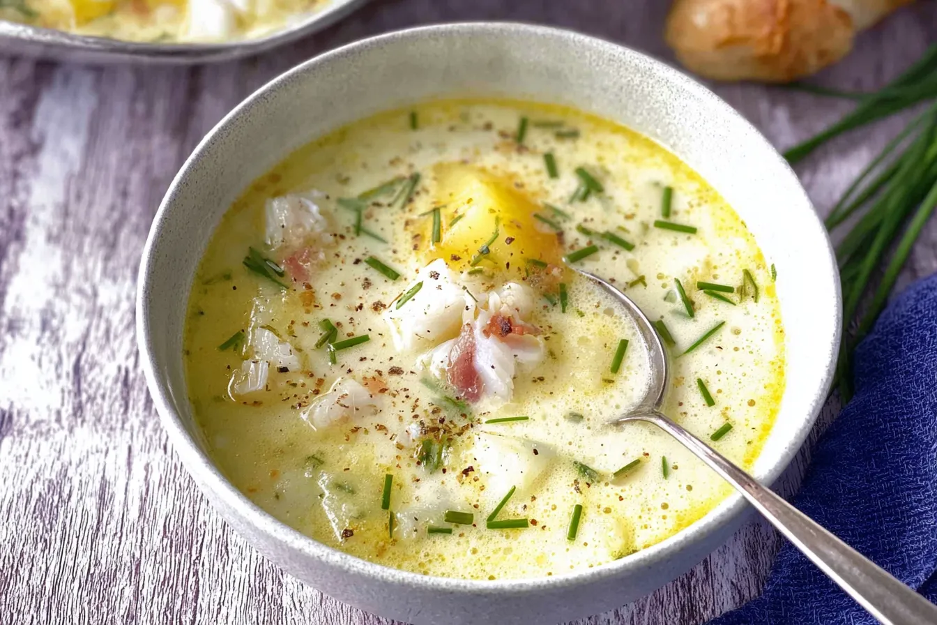 Classic New England Fish Chowder: A Hearty Delight Classic New England Fish Chowder in a Bowl