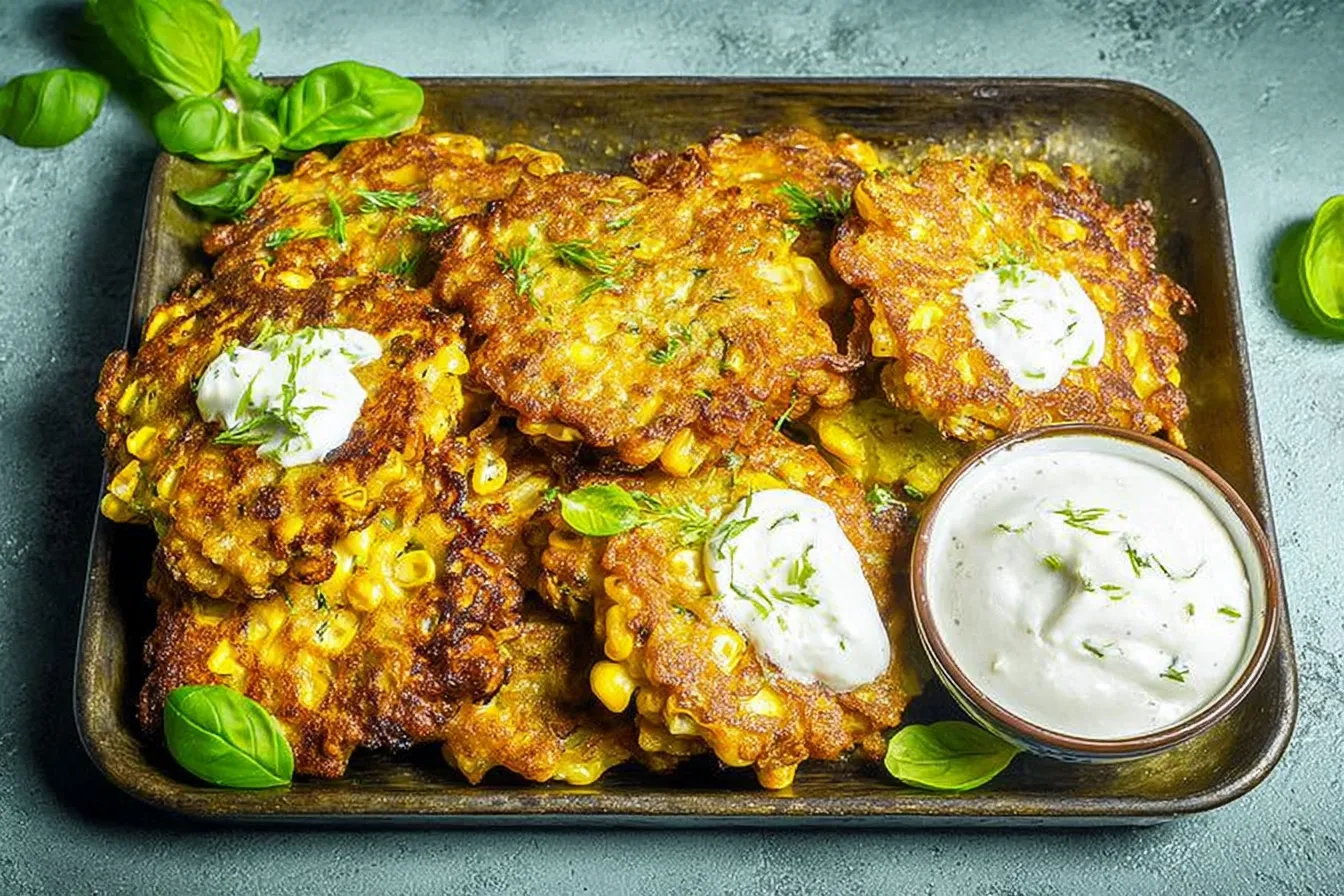 Corn Fritters with Sour Cream